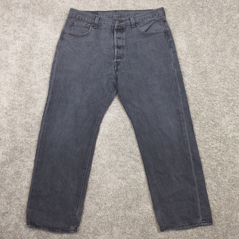 Levis Jeans Mens 33x25 (Tag 36x30) Black 501 Button Fly Original Denim Pants